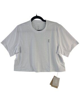 NEW On Women's Train-T Crop White Short Sleeve Shirt Sz L Lightweight Activewear